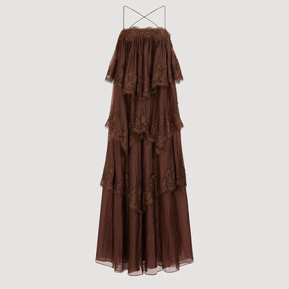 Divine Embroidered Tiered Maxi Dress