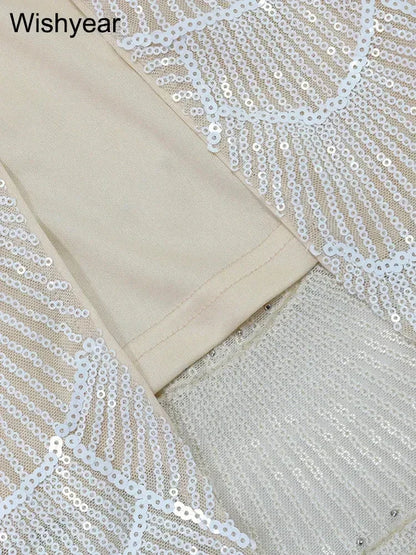 New Sequin Hollow Out Spaghetti Strap Backless Mermaid Long Dresses Women Elegant Celebrity Party Evening Wedding Bodycon Gowns
