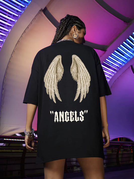 Wings Angels Printing Female Cotton Tee