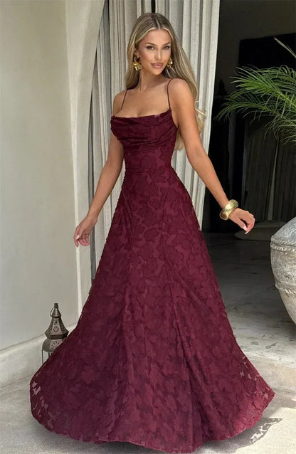 Mozision Spaghetti Strap Backless Sexy Maxi Dress Women Gown Fashion Off-shoulder Sleeveless Lace-up Evening Club Party Dress