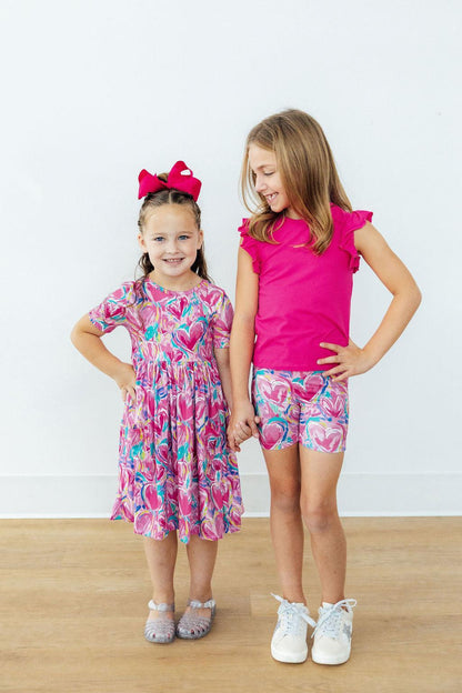 Sweetheart Scribble S/S Pocket Twirl Dress