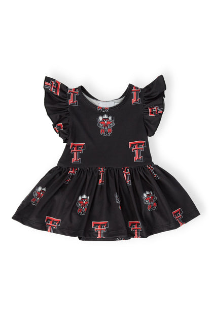 Texas Tech Black Raider Red S/S Flutter Twirl Bodysuit