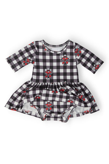 Texas Tech Plaid Raider Red 3/4 Sleeve Twirl Bodysuit
