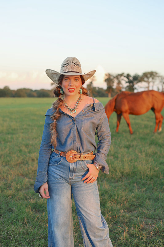 The Danni Off Shoulder Denim Top