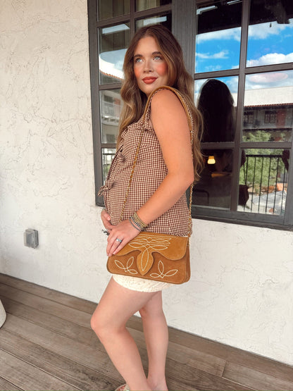 The Gingham Vest in Brown-MEDIUM