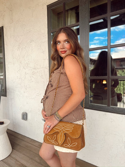 The Gingham Vest in Brown-MEDIUM