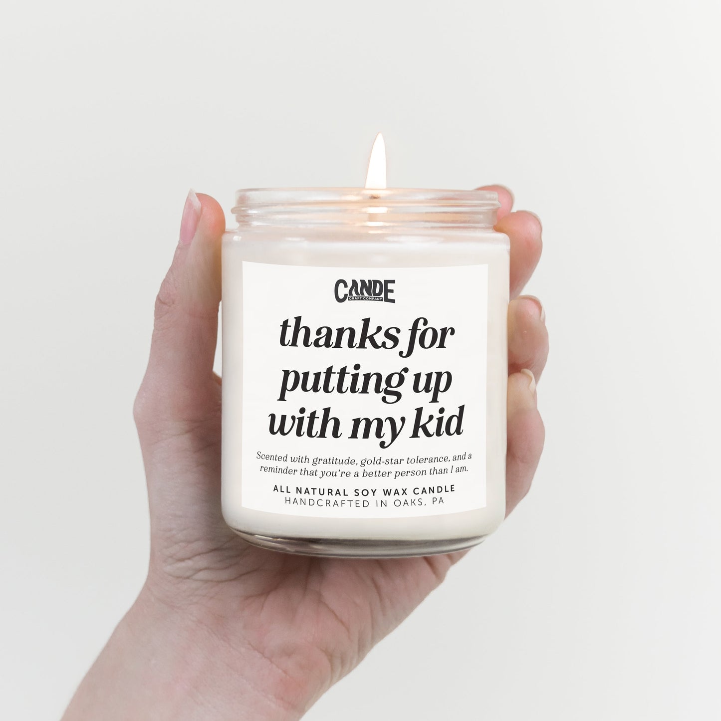 Thanks For Putting Up With My Kid Candle