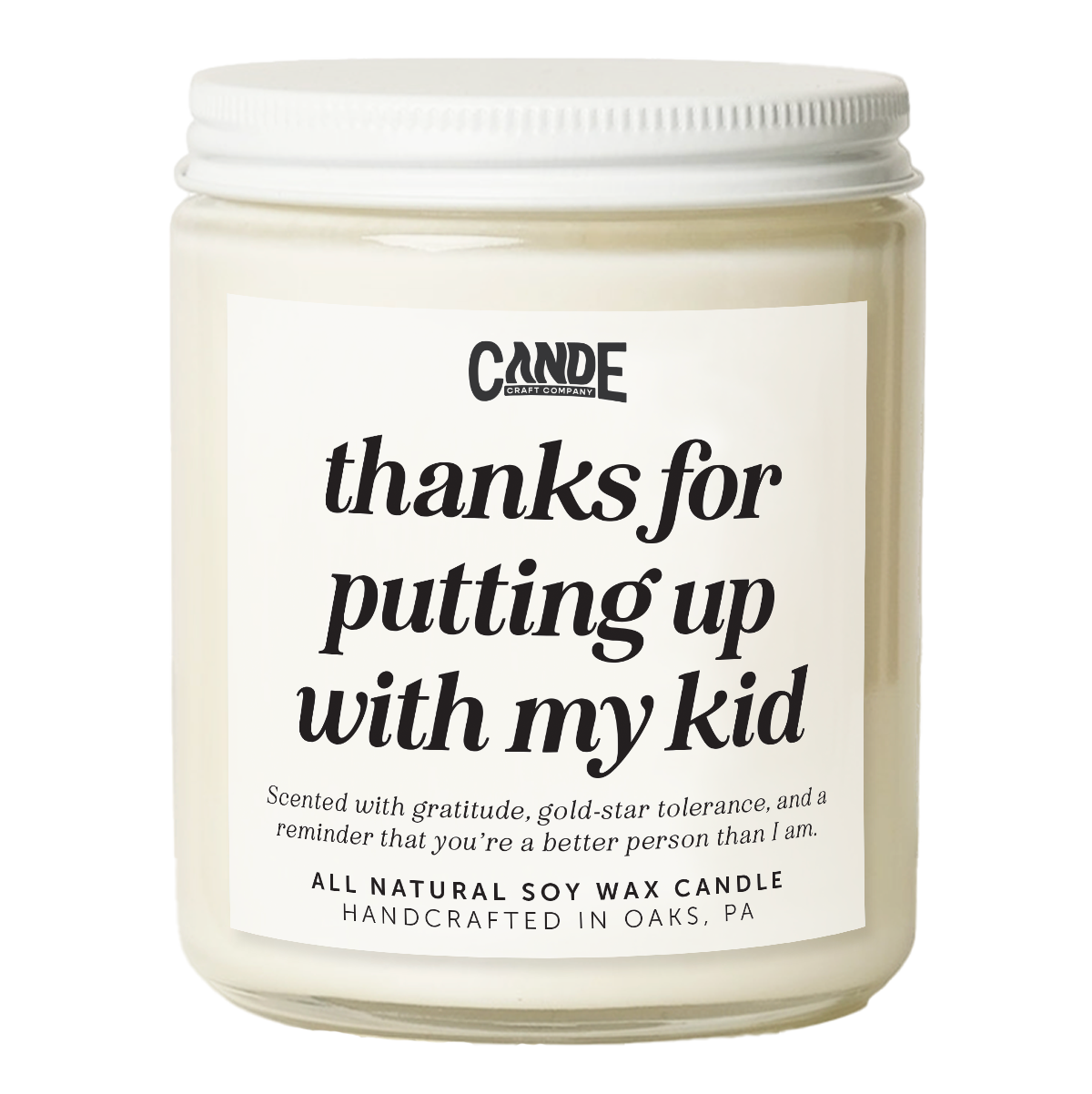 Thanks For Putting Up With My Kid Candle