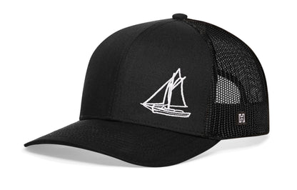 Sailboat Trucker Hat  |  Black  Snapback