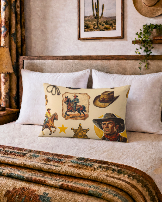 Baha Ranch Vintage Cowboy Collage Western Pillow Case
