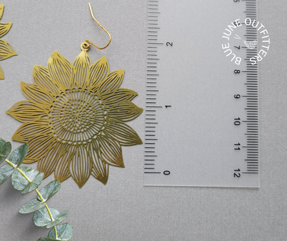 Golden Hour Sunflower Statement Earrings - Gold and Silver Options