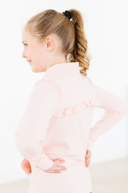 SALE Zen Pink Full-Zip Ruffle Active Jacket