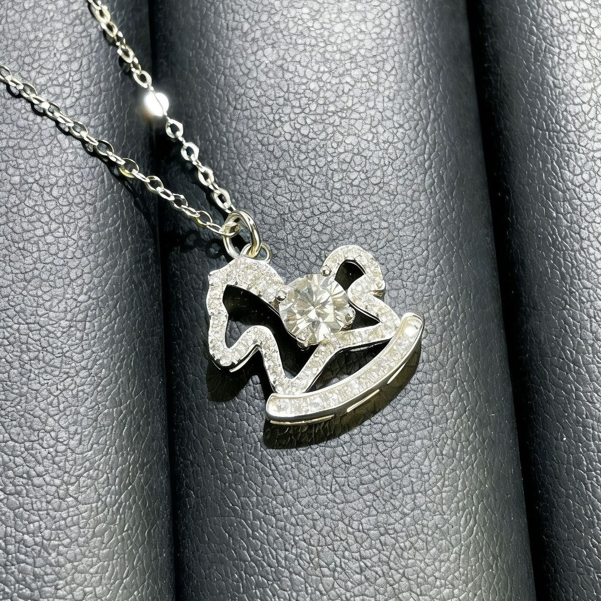 MOISSANITE .925 STERLING SILVER ROCKING HORSE NECKLACE