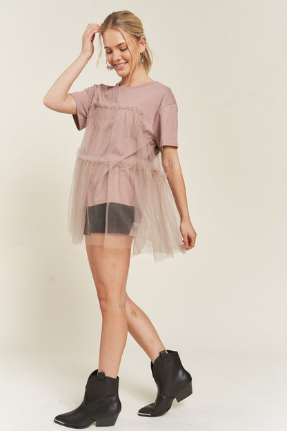 MESH TULLE MIX T-SHIRTS