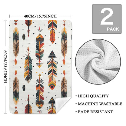 Southwestern Feathers Set of 2 Dish Towels Made in America
