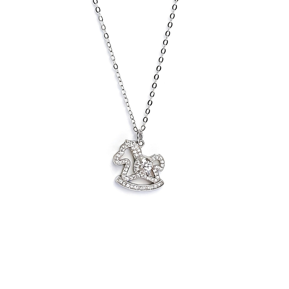 MOISSANITE .925 STERLING SILVER ROCKING HORSE NECKLACE