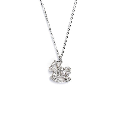 MOISSANITE .925 STERLING SILVER ROCKING HORSE NECKLACE