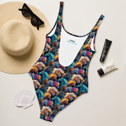 Baha Ranch Yeehaw Wild Horses One-Piece Swimsuit