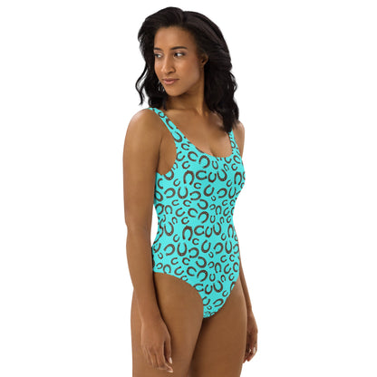 Baha Ranch Yeehaw Turquoise Horseshoe One-Piece Swimsuit