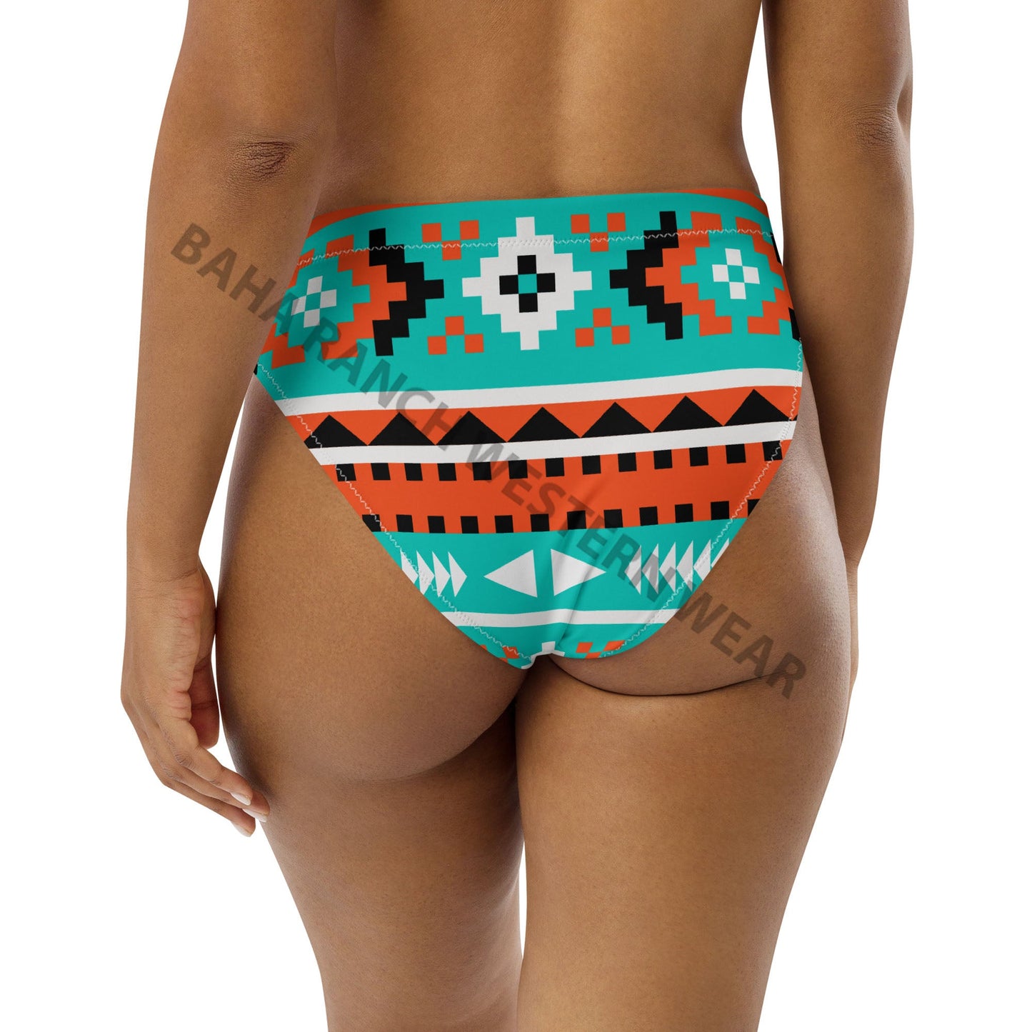 Baha Ranch Yeehaw Turquoise Orange Aztec Bikini Bottom