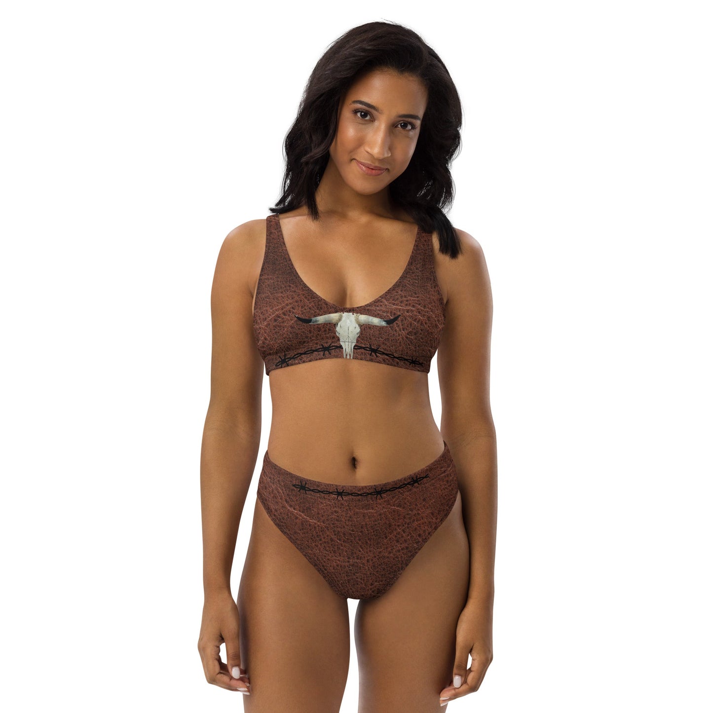 Baha Ranch Yeehaw White Bull Skull Bikini