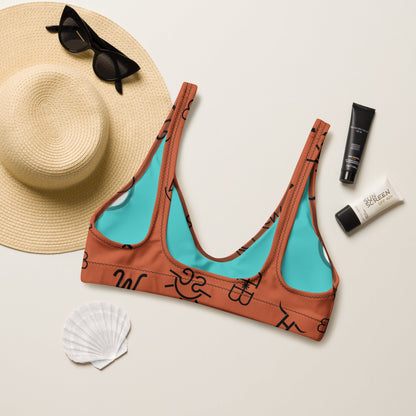 Baha Ranch Yeehaw Brown Cattle Brands Bikini Top
