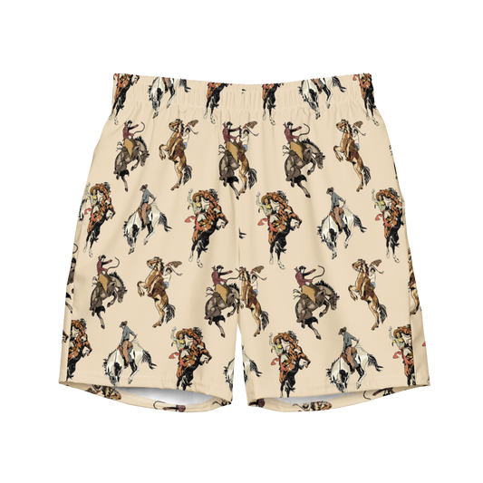 Baha Ranch Yeehaw Vintage Cowgirl Men's Swim Trunks