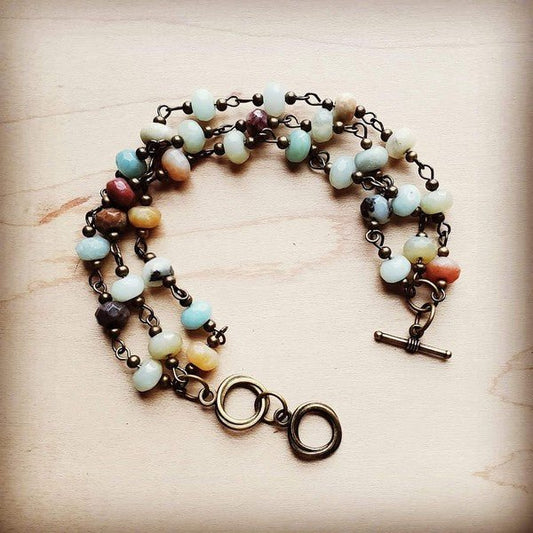 Amazonite Triple Strand Bracelet - Rustic Jade Designs Co