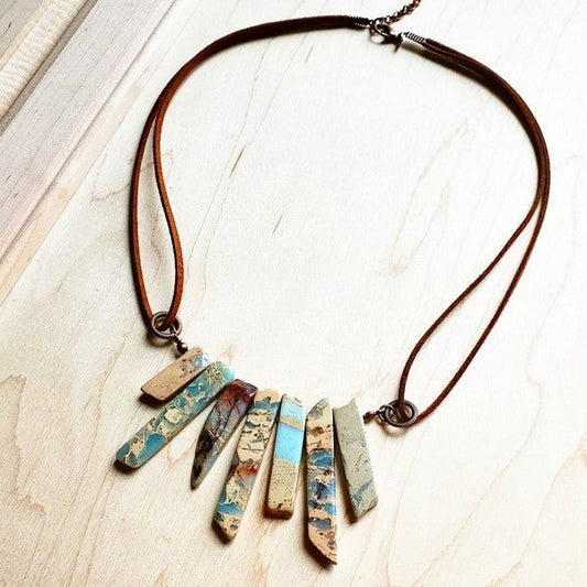 AQUA TERRA Leather Cord Necklace - Rustic Jade Designs Co