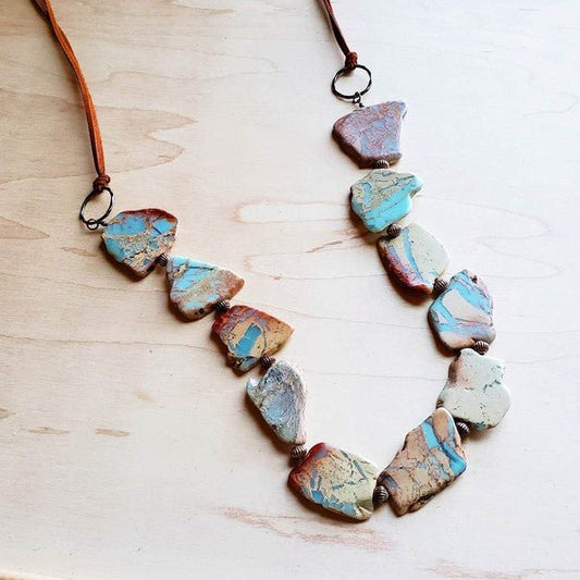 Aqua Terra Slab Necklace - Rustic Jade Designs Co