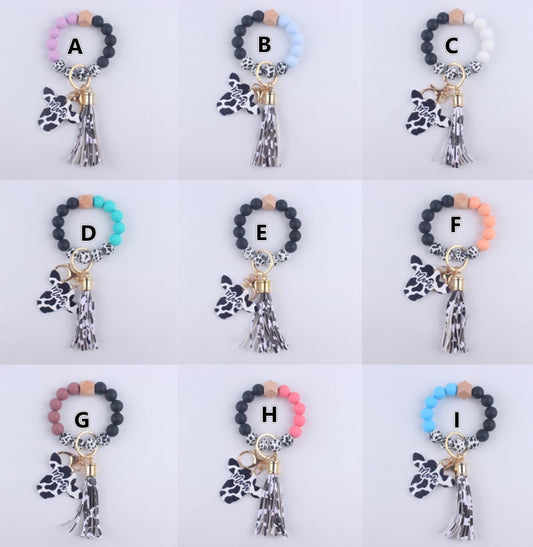 CUSTOM COW THEMED MOM KEYCHAIN BRACELET - AMAZING QUALITY
