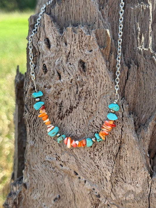 Authentic Spiny Oyster Chip Bead Necklace