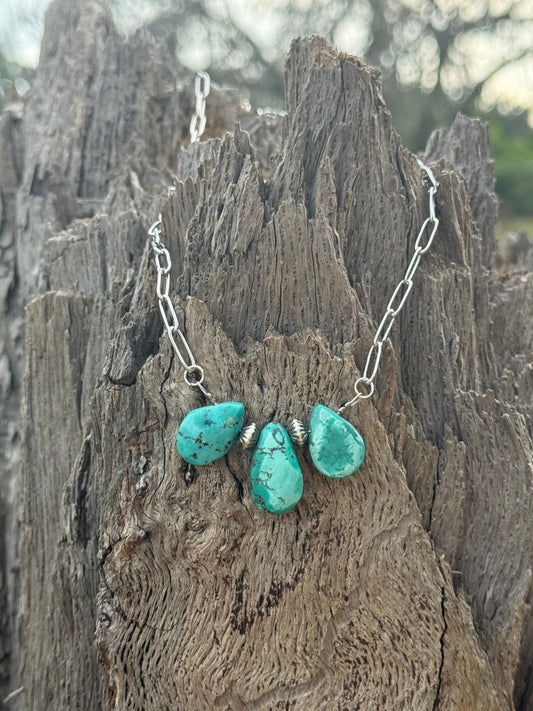Authentic Teardrop Turquoise Stones Necklace