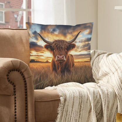 Baha Ranch Beautiful Highland Velvety Soft Pillow Cover Made in America