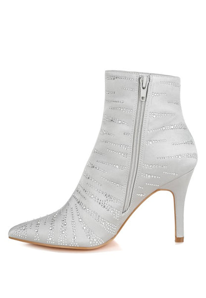 Toget Satin Rhinestone Ankle Party Boots