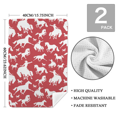 Red Rodeo Cowboy Set of 2 Dish Towels Made in America