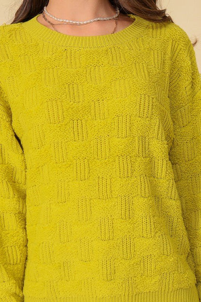 Basket Weave Pattern Sweater - Rustic Jade Designs Co