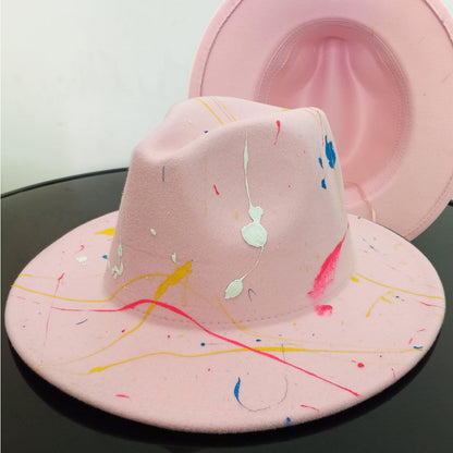 Beautiful Two Tone Luxury Fedora Hat Men's and Women's Hat Unique Retro Design Men's Fedoras Hat Colorful Fedoras Jazz Cap Elegant Soft Hat Wide Brim Party Hats 56-58CM