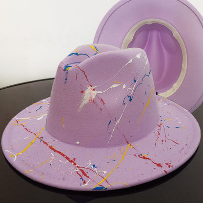 Beautiful Two Tone Luxury Fedora Hat Men's and Women's Hat Unique Retro Design Men's Fedoras Hat Colorful Fedoras Jazz Cap Elegant Soft Hat Wide Brim Party Hats 56-58CM