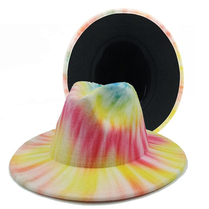Beautiful Two Tone Luxury Fedora Hat Men's and Women's Hat Unique Retro Design Men's Fedoras Hat Colorful Fedoras Jazz Cap Elegant Soft Hat Wide Brim Party Hats 56-58CM