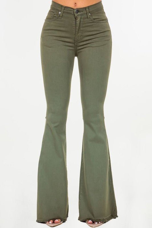 Bell Bottom Jean in Olive - Inseam 30" - Rustic Jade Designs Co