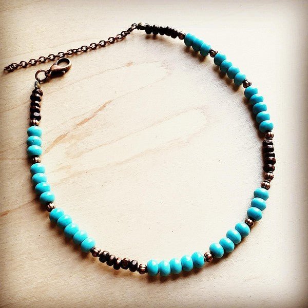 Blue Turquoise Choker Necklace - Rustic Jade Designs Co