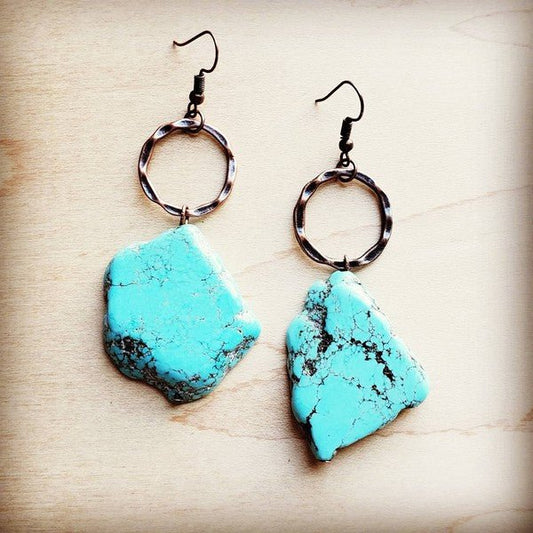 Blue Turquoise Chunky Earrings - Rustic Jade Designs Co