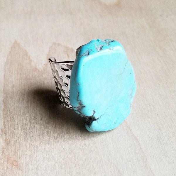 Blue Turquoise Slab Ring - Rustic Jade Designs Co