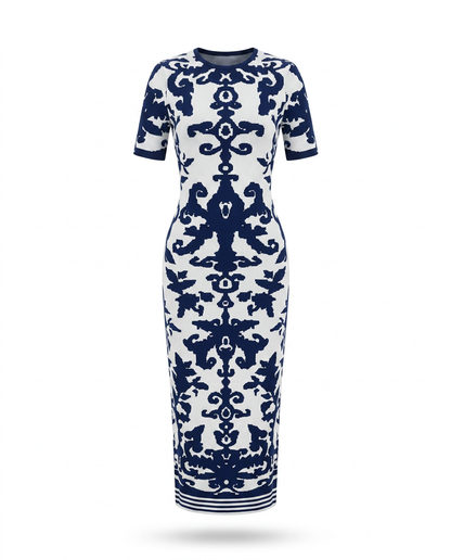 Confident Jacquard Bodycon Maxi Dress