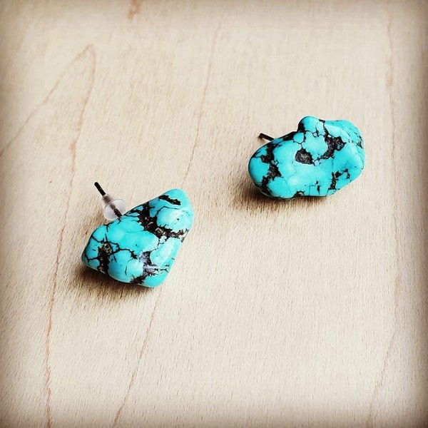 BlueTurquoise Stud Earrings - Rustic Jade Designs Co