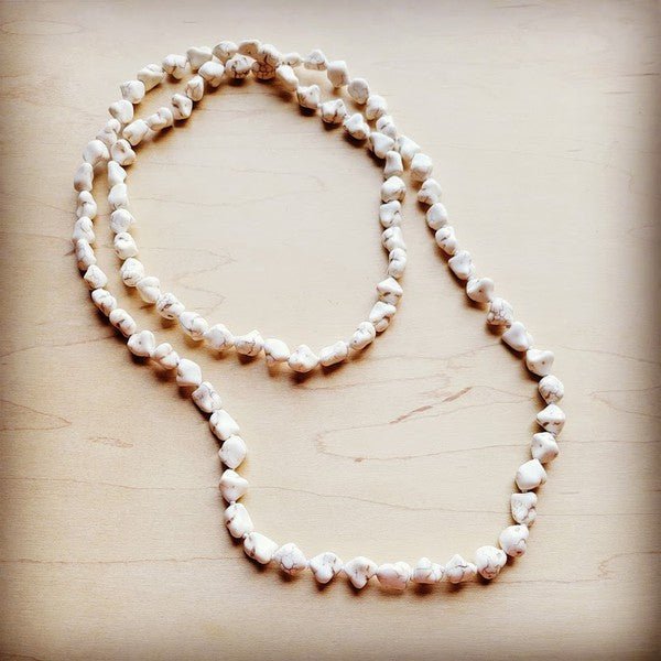 Boho Beaded Layering Necklace w/ White Turquoise - Rustic Jade Designs Co