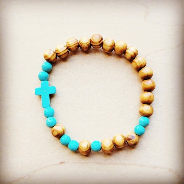 Bracelet Bar - Wood & Blue Turquoise Beads - Rustic Jade Designs Co