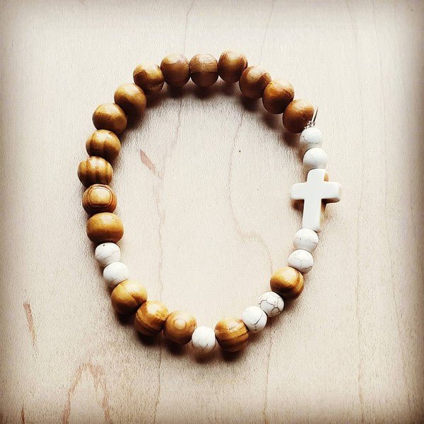 Bracelet Bar - Wood & White Turquoise Beads - Rustic Jade Designs Co