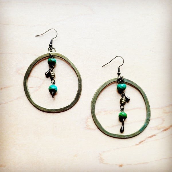 Bronze Hoop Earrings w/ Green Jasper - Rustic Jade Designs Co